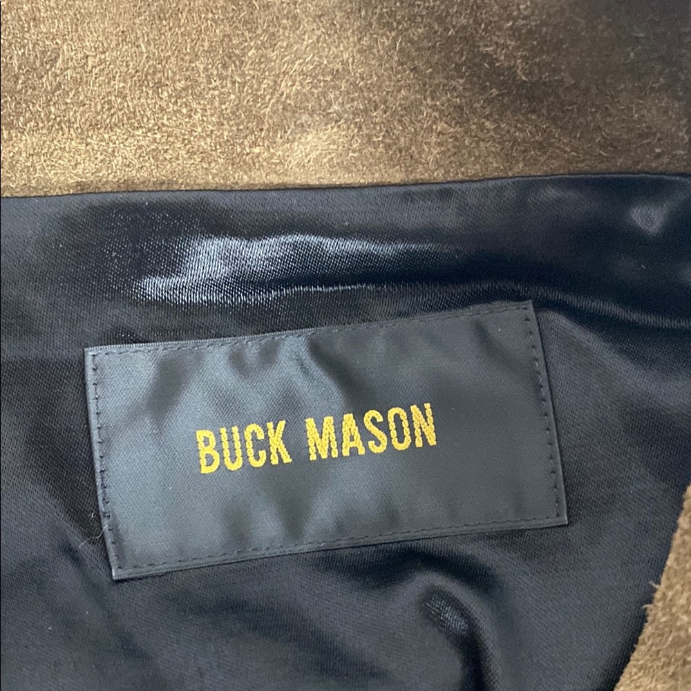 Buck Mason Brown Suede Leather Moto Jacket Size Small - Picture 9 of 10
